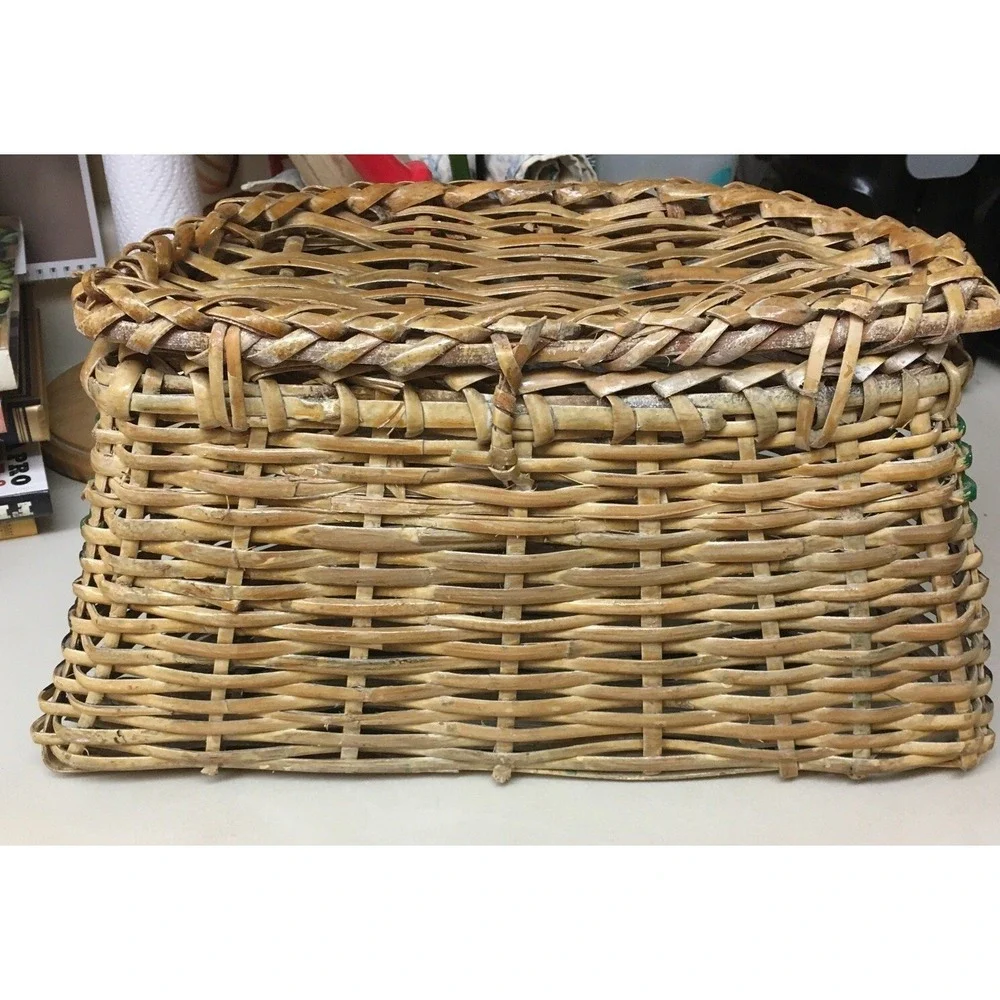 Decorative Painted‎ Fly Fishing,Beach Wicker Basket Lodge Cabin Core